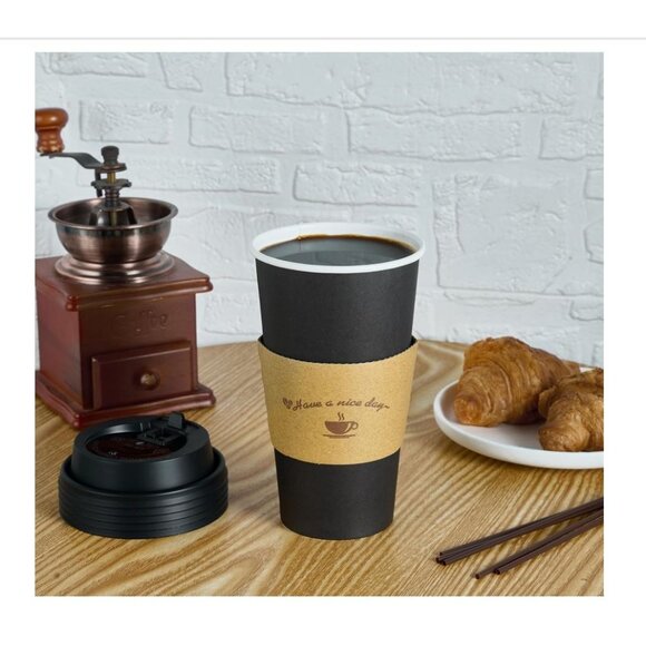 LITOPAK 50 Pack 20 oz Paper Coffee Cups for Hot Chocolate Drinks - Picture 4 of 6